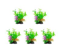 Lerpwige Lot de 5 plantes aquatiques artificielles avec base pour aquariums - Facile à entretenir - Accessoire d'abri de différentes tailles