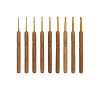 Lerpwige Lot de 9 crochets ergonomiques avec poignée en bois et pointe en aluminium pour débutants