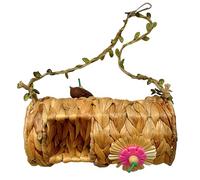 Lerpwige Niche en herbe naturelle pour perroquets - Tunnel confortable pour petits animaux - Cachette de jeu - Lit d'herbe - Jouet à mâcher pour perroquets