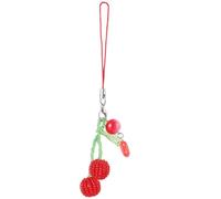 Lerpwige Pendentif en forme de cerises perlées à la mode pour téléphone - Breloque pour téléphone - Sac à clés - Décoration de portefeuille - Pendentif