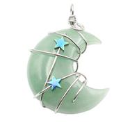 Lerpwige Pendentif en pierre naturelle semi-assemblé, en forme de lune, lavé à la main