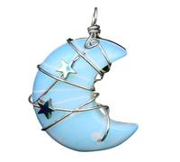 Lerpwige Pendentif en pierre naturelle semi-assemblé, en forme de lune, lavé à la main