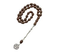 Lerpwige Perles de prière ovales Tasbih Musulmans Acrylique Chapelet Bracelet Adoration Accessoires pour Cadeau Islamique Créatif DIGENAISQUE, marron foncé, taille unique
