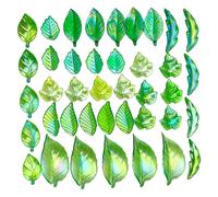 Lerpwige Perles transparentes en forme de feuille verte Magie acrylique à motifs multiples Composants de bijoux pour bracelets faits maison Boucles d'oreilles Perles en feuille acrylique avec trous