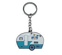 Lerpwige Porte-clés double face en métal à la mode - Accessoire pour les couples de camping et les amateurs de camping, bleu, taille unique