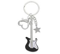 Lerpwige Porte-clés en forme de guitare avec cœur et étoile pour femme et fille Y2K - Tendance - Tendance - Vintage - Esthétique - Bijoux en forme d'étoile, Noir , taille unique