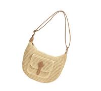 Lerpwige Sac de plage en paille pour femme - Sac à bandoulière simple - Pour les vacances - Messagers faits à la main - Pour le shopping, les rendez-vous galants - Sac à main en paille, beige, One
