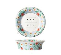 Lerpwige Savon en céramique avec support de savon floral peint à la main pour décoration élégante de salle de bain Porte-savon à haute température