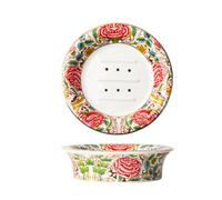 Lerpwige Savon en céramique avec support de savon floral peint à la main pour décoration élégante de salle de bain Porte-savon à haute température
