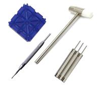 Lerpwige SmartWatch Belt Link Remover Tool Watch Band Support de sangle avec marteau et broches Outils de retrait de tampon pour réparation de montre