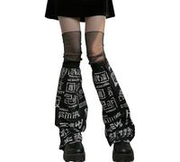 Lerpwige Sous-cultures Jambières pour Femmes Punk Longues Chaussettes Gothique Harajukus Couvrent Bas Étudiants Filles Couvre-pieds Baggy Manchettes Cheville Chaussettes, Noir chinoise, taille unique