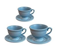 Lerpwige Styles français Tasse à café et soucoupes miniature Ensemble 3 pièces Service à thé en métal pour maison de poupée Collection Mise à niveau Décoration de scène Maison de poupée Ensemble de