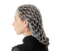 Lerpwige Turban tricoté en soie avec perles artificielles, idéal pour un usage quotidien et un événement formel, élégant, gris, Taille unique