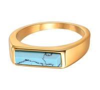 Lerpwige Véritables pierres précieuses turquoises Anneaux empilables Lunettes de protection Bords en acier inoxydable résistant à la transpiration Bijoux de mariage Résistant aux rayures Déclaration