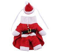 Lerpwige Vêtements pour chiens de petite taille - Costume de Noël rouge avec bonnet de Père Noël - Tenue d'hiver chaude - Accessoires photo - Costume pour chien fille et petit garçon