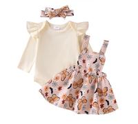 Lerrita Bébé fille Halloween Jupe Set Halloween Citrouille Princesse Jupe Set My 1st Halloween Outfit Manches longues Ruffle Bodysuit Sweat-shirt +Chauve-souris/Citrouille/Esprit Jupe+Brideau