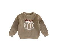 Lerrita Bébé Halloween Pull en Tricot Bébé garçon Fille Lettres/fantôme/Citrouille Broderie Pull en Tricot Automne Hiver Halloween Pull Citrouille Ma première Tenue d'halloween