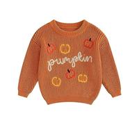 Lerrita Bébé Halloween Pull en Tricot Bébé garçon Fille Lettres/fantôme/Citrouille Broderie Pull en Tricot Automne Hiver Halloween Pull Citrouille Ma première Tenue d'halloween