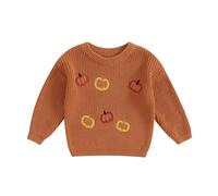 Lerrita Bébé Halloween Pull en Tricot Bébé garçon Fille Lettres/fantôme/Citrouille Broderie Pull en Tricot Automne Hiver Halloween Pull Citrouille Ma première Tenue d'halloween