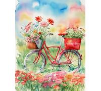 Lerson Art: Internet Password Book with Categories Tabs (Visual Tabs), Easy Organized by 15 Frequent-Use Categories, 1,216 Passwords Stored Total. Large Print Size 8.5x11 in. Red Bicycle Cover.