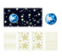 leruiyezs 1086 Pieces Etoiles Phosphorescentes Plafond,Autocollante Avec Lune Et Etoiles Fluorescentes,Stickers Muraux Lumineux Pour Salon Chambre Decoration Ciel Etoile Nuit Mur Et Plafond