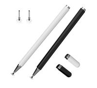 leruiyezs 2 Pack Stylet Tablette 2 en 1 pour Tablettes et Smartphones Stylet Capacitif Précis avec 2 Pcs Embout,Noir et Blanc Stylo Tactile Silencieux pour iPad iPhone Samsung Lenovo Huawei Xiaomi