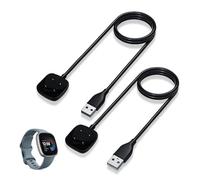 leruiyezs Chargeur pour Fitbit Compatible avec Fitbit Charge 4 Versa 3 Versa 4 Sense Sense 2, Lot De 2 Câbles Chargeur USB Magnétique 100cm pour Montre Connectée Station De Charge Portable