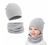 leruiyezs Ensemble Bonnet Beanie et Écharpe Tube pour Enfant Chaud en Coton Tricoté, super douce echarpe enfant et bonnet bebe tricoté, Ensemble Bonnet et Cache Cou pour Bébé for enfants de 0 à 2 ans