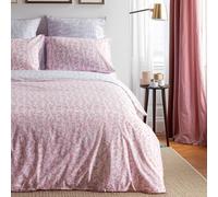 LERUUM Housse De Couette 140x200 Ado Fille Coton 1 Personne Parure de Lit Réversible Lilas et Rose à Motif Feuille avec 1 Taie d’Oreiller 65x65