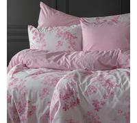 LERUUM Housse De Couette 140x200 Ado Fille Coton 1 Personne Réversible Motif Fleurie & Rayé Rose Blanc Parure De Lit mit 1 Taie 65x65