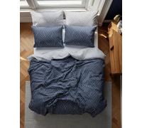 LERUUM Housse De Couette Réversible en Coton Rayé Bleu Fonce Marine et Parure de Lit 155 x 220 cm + 80 x 80 cm
