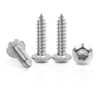 Leryati Lot de 50 vis à tôle M5 x 30 mm en acier inoxydable à tête plate avec rondelle Torx A2 V2A, vis à bois à tête bombée, filetage complet, vis auto-taraudeuses, argent