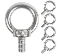 Leryati Lot de vis à anneau M6, 5 pièces en acier inoxydable 304, vis à œil rond, vis à anneau rond, vis à anneau extérieur pour fixer des ornements suspendus, pots de fleurs, supports de balançoire