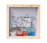 leryveo Boîte d’Archives d’Aventure | Boîte de Voyage pour Souvenirs | Boîte d' de Voyage avec Fente | Boîtes à Souvenirs pour Souvenirs | Porte-Billet avec Carte du Monde pour Les Voyages au cinéma