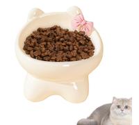 Leryveo Bol pour Chat surélevé en céramique, Plats pour Chat surélevés | Bols de Nourriture pour Animaux inclinés à 15 degrés | Bol d'alimentation antidérapant en Forme de Chaton pour Animaux de