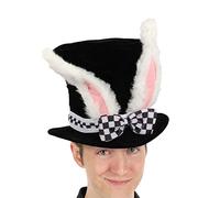 leryveo Chapeau Forme Oreille Lapin - Costume Chapelier Fou Velours,Chapeau Forme Oreilles Lapin Pâques, Chapeau en Peluche Costume Noir Lapin Blanc pour Les Costumes fête