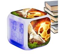 Leryveo Réveil Football,Réveil Football | Horloge de bureau avec lumières LED | Réveil de chevet de Football, horloge de bureau, petite horloge numérique, horloge électronique pour la décoration de la