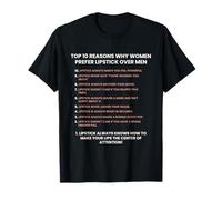 Les 10 principales Raisons pour lesquelles Les Femmes préfèrent Le Rouge à lèvres aux Chemises drôles pour Hommes T-Shirt