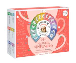 Les 2 Marmottes - Coffret Histoires d'Infusions 75 Sachets - 15 Tisanes - Amateurs de plantes, inconditionnels des infusions - Made In France - Sans arômes ajoutés - 116g