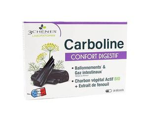Les 3 Chênes - Carboline Gaz Intestinaux - 30 CP de 600 mg