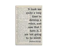 Les affiches d'art avec citation « Not Going To Be Silent » sont adaptées pour décorer le salon, la chambre, le bureau, le restaurant, le couloir, la chambre d'enfant, etc. Sans cadre 50 x 75 cm