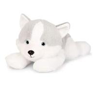 Histoire D’Ours - Peluche Allongée Husky Gris et Blanc 40 cm en Matière Stretch Ultra Douce - Doudou Peluche Apaisant et Tactile dès la Naissance - Idée Cadeau Bébé Fille Garçon - HO3279