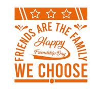 Les amis sont la famille que l'on choisit Stickers muraux en PVC 54x56.6cm Décoration de magasin Orange
