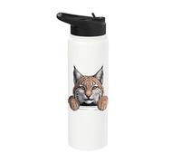 Les amoureux des chats sauvages Bobcat Peeking Pocket Stainless Steel Insulated Water Bottle