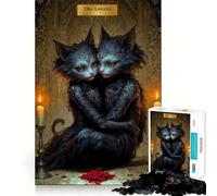 Les Amoureux Puzzle de 1000 pièces pour Adolescents Carte de Tarot du Chat Stimule la mémoire Détente Finition précise 50x75cm