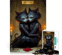 Les Amoureux Puzzle de Cartes de Tarot de Chats pour Adultes, 1000 pièces, Jeu de réflexion Stimulant, apaisement de l'esprit, pièce de Collection aux découpes nettes 38x26cm
