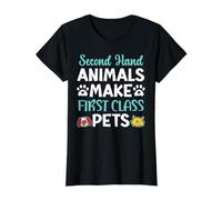 Les Animaux de Seconde Main Font des Animaux de Compagnie de première Classe T-Shirt Graphique avec Valeur, Femme, Noir, L