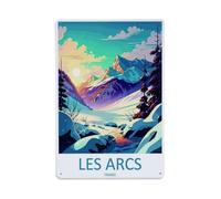 Les Arcs France Mountain Ski Travel Vintage Art Plaque En Aluminium Rétro, Décoration Murale Vintage Pour Maison, Bar, Garage Et Ferme 30x20cm
