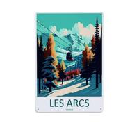 Les Arcs France Ski Lift Mountain Travel Vintage Art Plaque En Aluminium Rétro, Décoration Murale Vintage Pour Maison, Bar, Garage Et Ferme 30x20cm