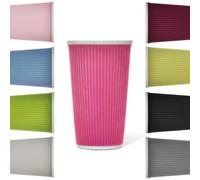 LES ARTISTES Paris A-0645 Tasse 450 ml, Mug à café, thé, boissons chaudes, Porcelaine avec Revêtement silicone thermo-isolant, Compatible Lave-vaisselle, Micro-ondes, Ondulé Pink